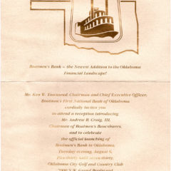 (FNB.2010.16.01) - Invitation to a Reception Celebrating the Launch of Boatmen's Bank in First National Center, August 1991