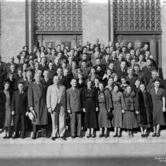 (CHS.2011.01.7) - Federal Employees on Steps of Federal Building, 201 NW 3, c. 1920s 