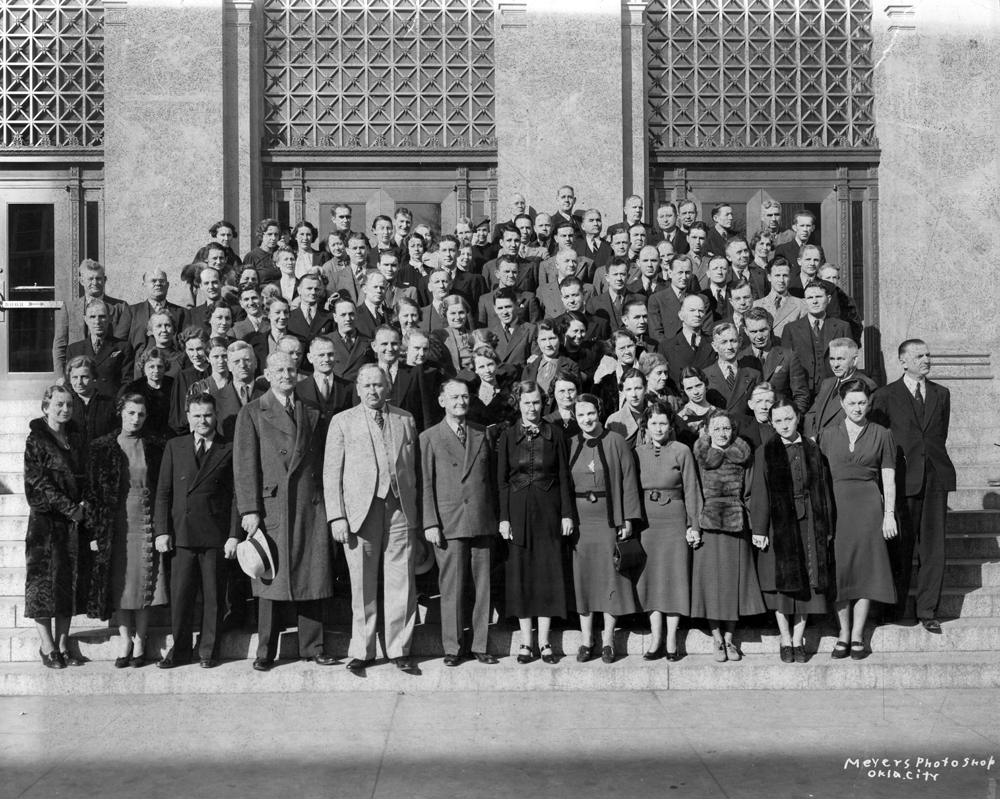 (CHS.2011.01.7) - Federal Employees on Steps of Federal Building, 201 NW 3, c. 1920s 