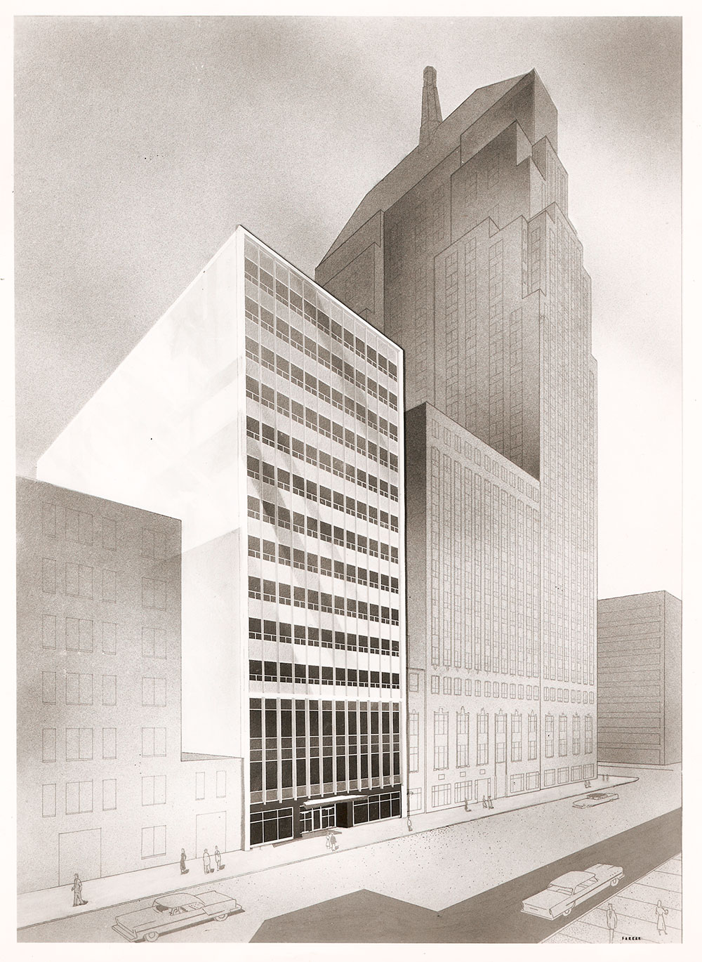 (FNB.2010.3.17) - Architect's Conceptual Drawing of First National Office Building, 120 Park Avenue, c. 1955