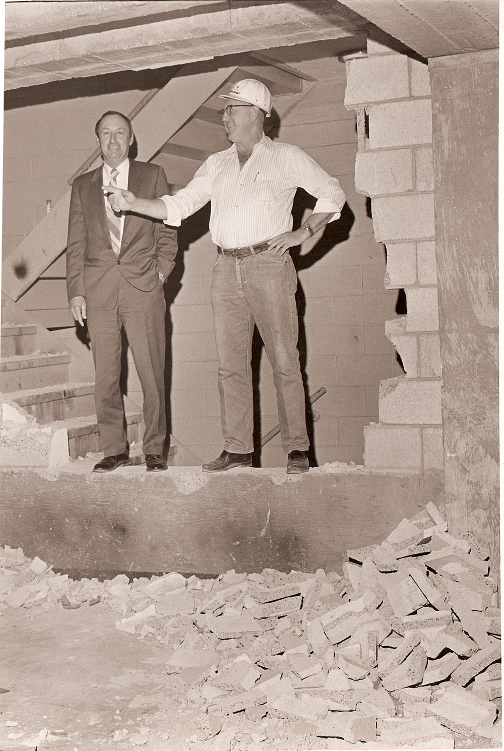 (FNB.2010.3.27) - Red Randolph (right) During Construction of First National Center, c. 1971
