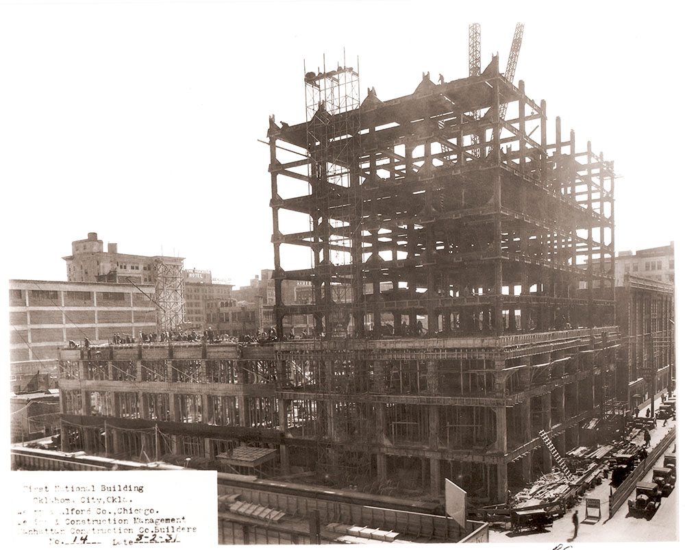(FNB.2010.3.06) - First National Building Construction,  View Southeast from Northwest Corner of Park and Robinson, 2 March 1931