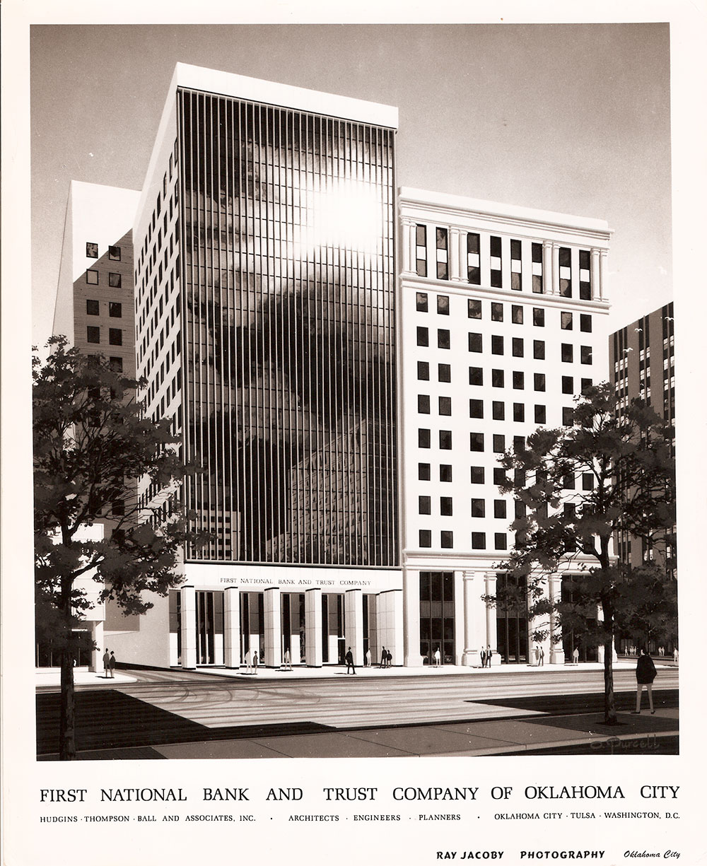 (FNB.2010.3.21) - Architect's Drawing of First National Center Broadway Entrance, c. 1969