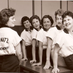 (FNB.2010.6.14) - First National Ladies Bowling Team, (left to right) Sammie Streetman, Bebe McCall, June Hunger, Orlene Blue, Pat Palmer, & Laverne Van Schuefer, September 1960