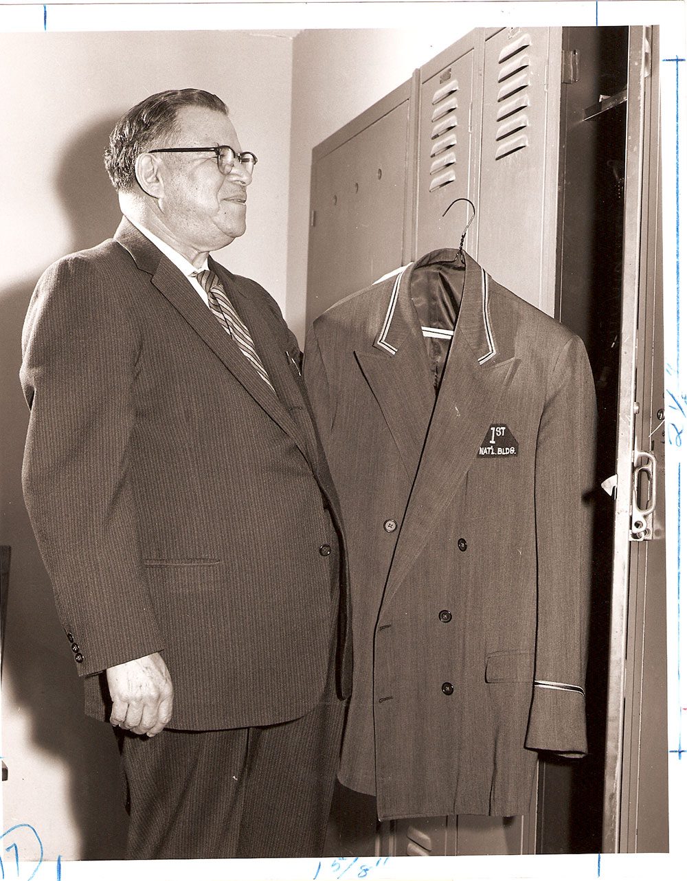 (FNB.2010.6.17) - Doorman, Men's Locker Room, First National Building, c. 1960