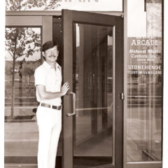 (FNB.2010.12.39) - Jim Morgan at South Entrance to the East Arcade, First National Center, c. 1970