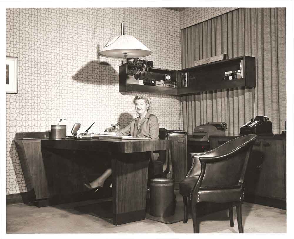 (HTC.2010.3.01) - Secretary in Office, Hightower Building, 105 N Hudson, c. 1950s