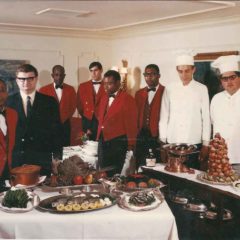 (HTC.2010.5.04) - Staff including Chef John Bennett (second left), The Cellar Restaurant, Basement, Hightower Building, 105 N Hudson, 1970s