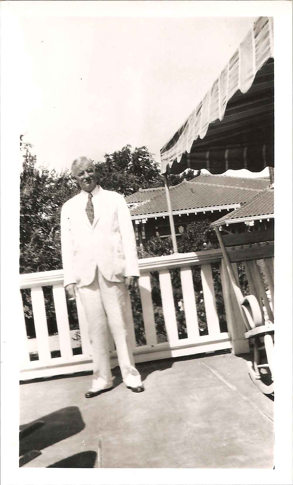 (HTC.2010.8.25) - Frank P. Johnson on Balcony of 810 NW 15, c. early 1930s