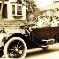 (HTC.2010.8.40) - Frank Johnson at the Wheel of a 1913 Chalmers Model 18 Automobile, c. 1913