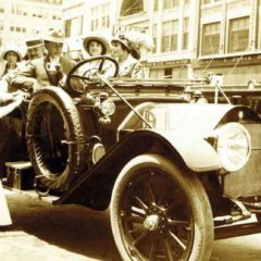 (HTC.2010.8.42) - Frank Johnson at the Wheel of a 1913 Chalmers Model 18 Automobile in 200 Block of W Main, c. 1913