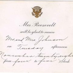 (HTC.2010.8.43) - Appointment Card Announcing Frank and Alda Johnson to Eleanor Roosevelt, 28 Nov 1933