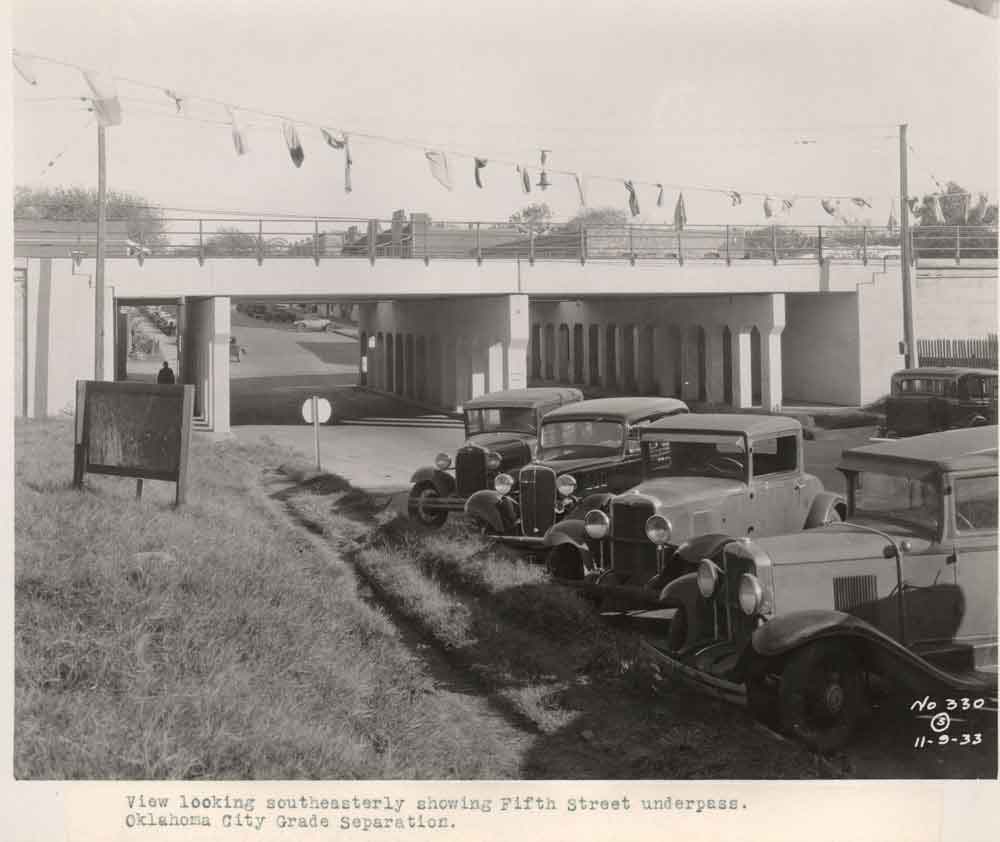 (JMSH.2011.1.137) - 330 - Looking SW Showing 5th St Underpass OKC Grade Separation ca. 1931-1934