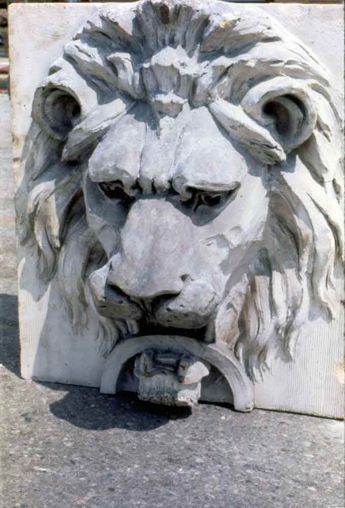 (KMC.2011.2.02) - Stone Lion Removed from Globe Life Building, 311 W Sheridan, c.1975