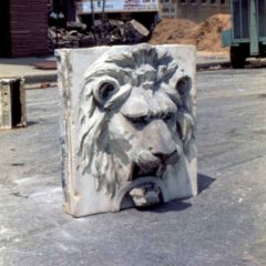 (KMC.2011.2.06) - Stone Lion Removed from Globe Life Building, 311 W Sheridan, c.1975