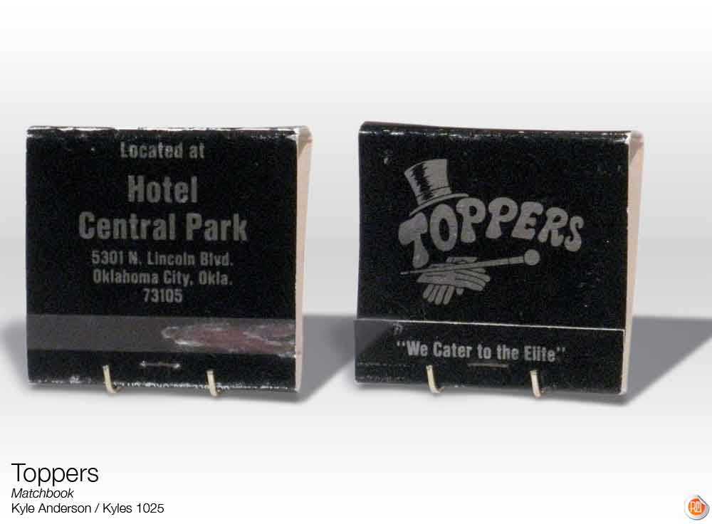 (KYLE.2010.03.16) - Toppers Bar Matchbook, Hotel Central Park, 5301 N. Lincoln Blvd.