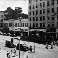 (OMC.2012.1.01) - Southeast Corner of Main and Robinson, View from Hales Building, c. 1940s