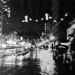 (OMC.2012.1.13) - Night View East on Main from Hudson, c. 1940s