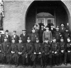 (CHS.2011.01.02) - Oklahoma City Police Department in Front of Police Headquarters, 100 Block of Maiden Lane, c. 1910
