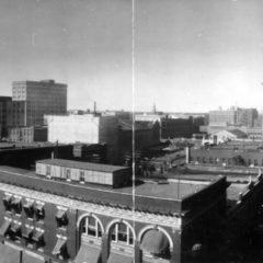 (CHS.2011.01.94) - Wide-angle View of Downtown Looking Northwest from Broadway and Grand, c. late 1900s