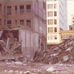 (RAC.2010.07.58) - Aftermath of Equity Building Demolition, View North from Alley, 320 W Main, 7 Dec 1975