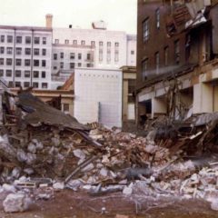 (RAC.2010.07.64) - Aftermath of Equity Building Demolition, View North from Alley, 320 W Main, 7 Dec 1975