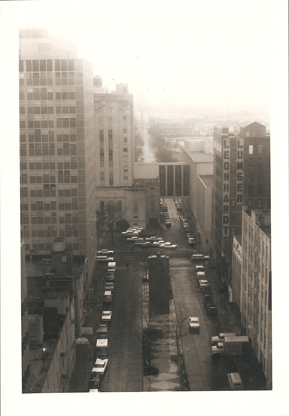 (RAC.2010.09.20) - View West from Crosswalk Between Ramsey Tower and Petroleum Buildings, 200 Block of Robinson, c. late 1960s