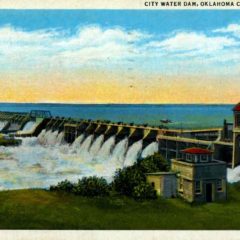 (RACp.2010.13.04) - Lake Overholser and Dam, View Northwest, postmarked 19 Oct 1939