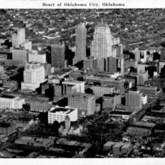 (RACp.2010.18.03) - Aerial View of Downtown from the West, postmarked 26 Aug 1946