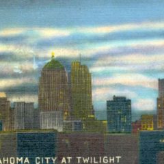 (RACp.2010.18.08) - Downtown Skyline at Twilight, c. 1930s