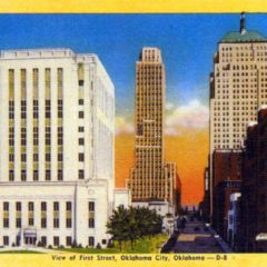 (RACp.2010.18.14) - View East on NW 1 from Municipal Building, c. 1940