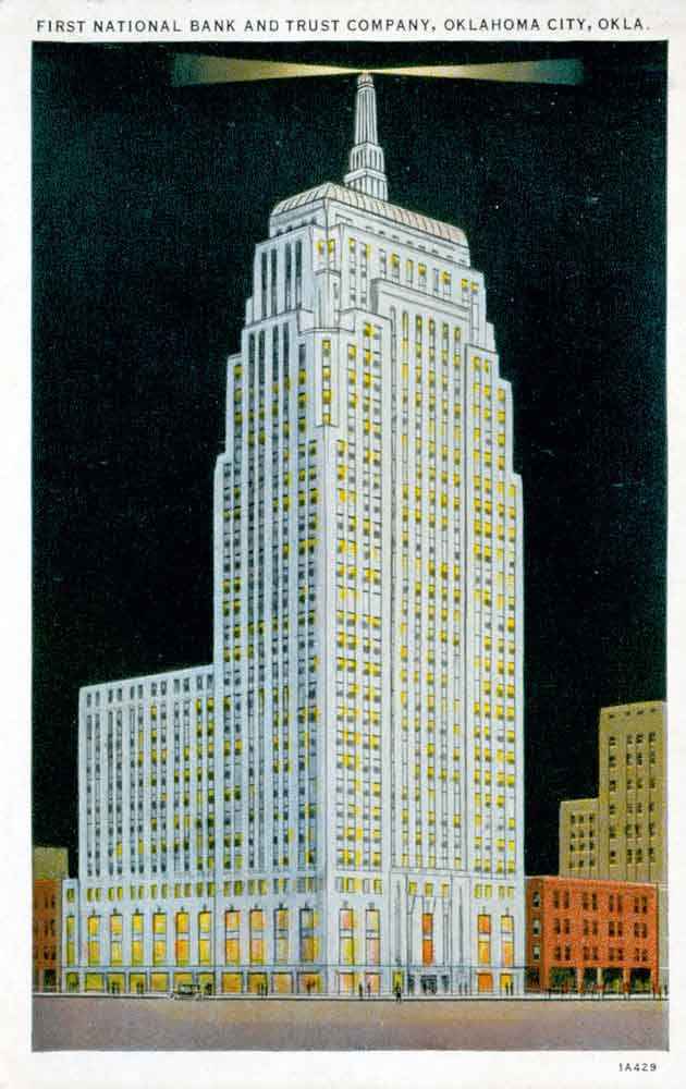 (RACp.2010.33.15) - First National Bank Building at Night, c. 1931