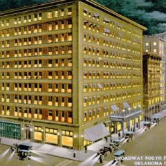 (RACp.2010.35.38) - Lee-Huckins Hotel at Night, 22 N Broadway, c. 1910s
