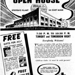(BKT.2011.1.01) 1941 advertisement for Steffen's Dairy (BKT.2011.1.01) 1941 advertisement for Steffen's Dairy