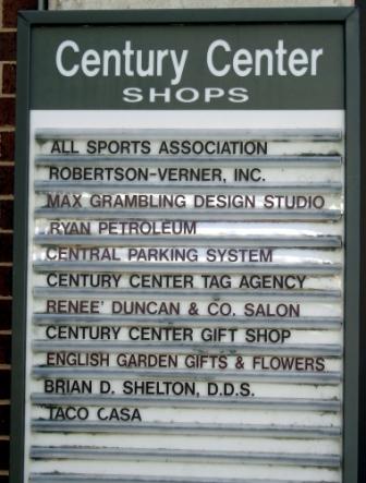 The final Century Center shops marquee.